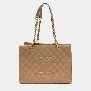 Chanel Beige Caviar Leather  GST Tote Bag