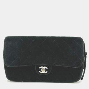 Chanel Black Velvet Matelasse Flap CC Chain Backpack 