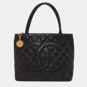 Chanel Black Caviar Leather  Medallion Tote Bag