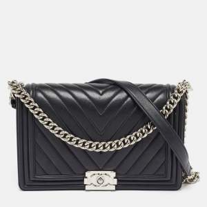 Chanel Black Quilted Leather New Medium Boy Bag