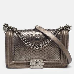 Chanel Metallic Quilted Leather Medium Boy Flap Bag