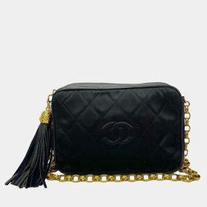 Chanel Black Nylon Matelasse Coco Tassel Shoulder Bag 