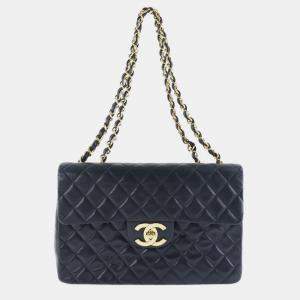 Chanel Black Leather Maxi Classic Single Flap Shoulder Bag