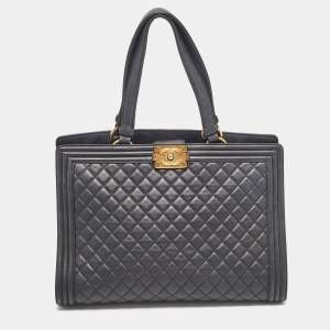 Chanel Black Quilted Leather Large Boy Shopper Tote