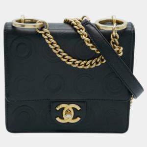 Chanel Black Embossed Lambskin Coco Square Flap Bag