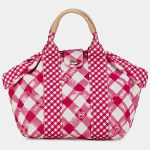 Chanel Pink Canvas Gingham Handbag