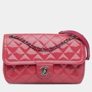 Chanel Pink Patent Leather Medium Coco Shine Flap Bag