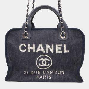 Chanel Navy Denim Small Deauville Shoulder Bags