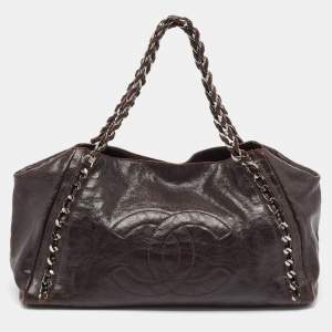 Chanel Dark Brown Caviar Leather Modern Chain East West Tote