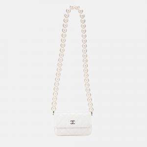 Chanel Quilted Calfskin Maxi Pearls Clutch With Chain