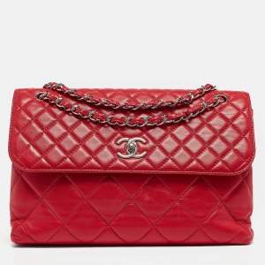 Pre Owned Chanel Red Quilted Leather In-Business Flap Bag
