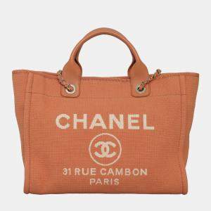 Chanel Orange Canvas Small Deauville Tote Bag