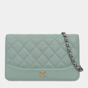 Chanel Tiffany Blue Leather Classic Wallet on Chain