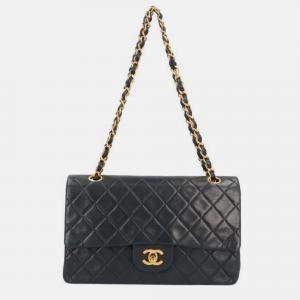 Chanel Black Lambskin Leather Medium Classic Double Flap Shoulder Bags