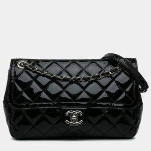 Chanel Black Patent Leather Medium Coco Shine Flap Bag