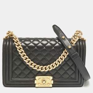 Chanel Black Quilted Leather Medium Boy Flap Bag