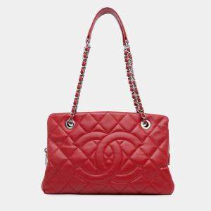 Chanel Red Caviar CC Timeless Tote Bag