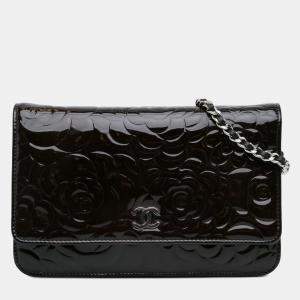 Chanel Patent Camellia Wallet On Chain