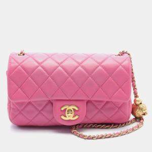 Chanel Pink Leather Mini Rectangular Flap Bag