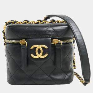 Pre Owned Chanel Black Matelasse Small Vanity Chain Shoulder Bag