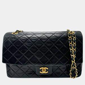 Pre Owned Chanel Black Gold Lambskin Shoulder Bag