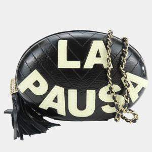 Pre Owned Chanel Black Leather La Pausa V Stitch 26 Chain Shoulder Bag