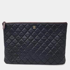Pre Owned Chanel Caviar Large Clutch