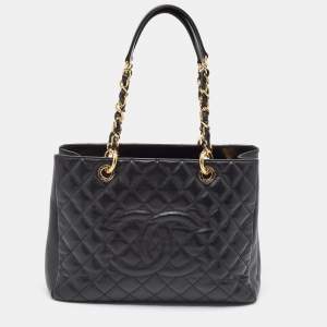 Chanel Black Quilted Caviar Leather Grand Shopper Tote