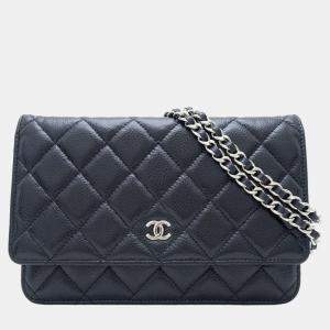 Chanel Black Caviar Skin Classic Chain Wallet