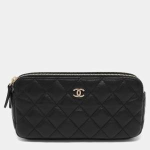 Chanel Black Quilted Leather CC Wallet On Chain