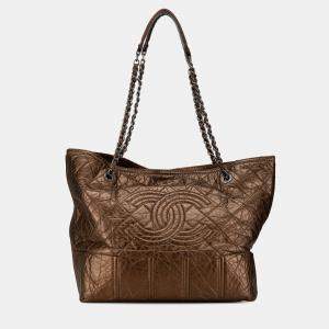 Chanel Metallic Distressed Calfskin Shopping In Moscow Tote Bag