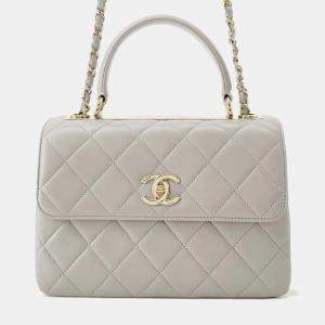 Chanel Gray Lambskin Top handle flap Bag