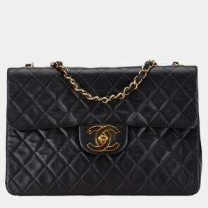 Chanel Black Lambskin Matelasse 33 Coco Mark Chain Shoulder Bag