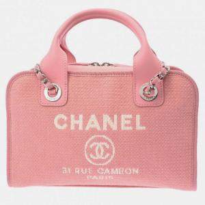 Chanel Pink Canvas Deauville Bowling Bag