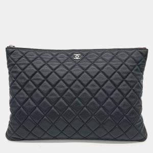 Pre Owned Chanel Caviar Large Clutch