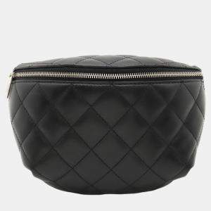 Chanel Black Calfskin Quilted Waist Belt Bag