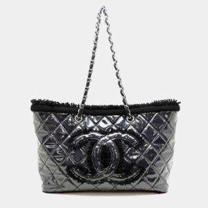 Chanel Black Tweed Fanny Chain Tote Bag