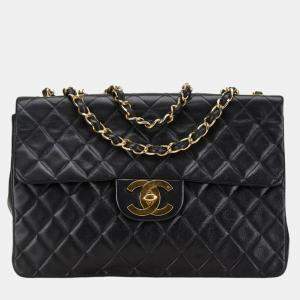Pre Owned Chanel Black Lambskin Matelasse Coco Mark Chain Shoulder Bag