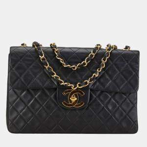 Pre Owned Chanel Black Lambskin Matelasse Coco Mark Chain Shoulder Bag