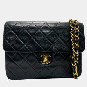 Chanel Black Gold Leather Matelasse Bag