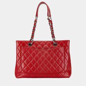 Chanel Red Caviar Skin Matelasse Coco Mark Chain Tote Bag