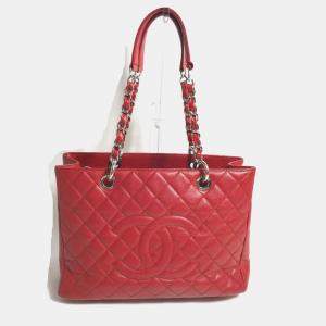 Chanel Red CC Mark Chain GST Tote Bag