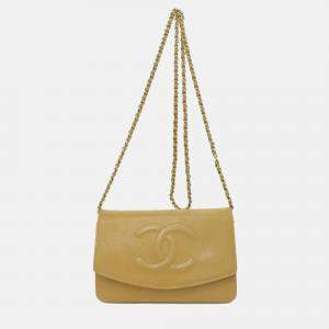 Chanel Caviar Skin Coco Mark Long Chain Wallet