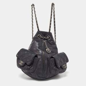 Pre Owned Chanel Black Leather CC Mini Backpack Is Back Backpack