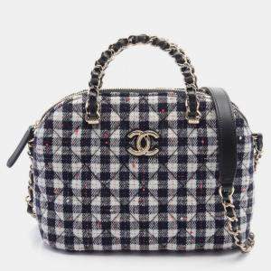 Chanel Black White Multicolor Fabric Small Bag