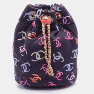 Chanel Navy Multicolor Canvas Coco Mark Rucksack Backpack