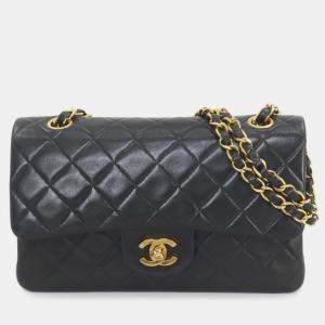Chanel Black Leather Matelasse 23 Chain Shoulder Bag