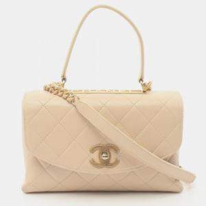 Chanel Beige Lambskin Matelasse Handbag