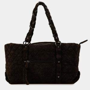 Chanel Brown Suede Matelasse Coco Mark Tote Bag
