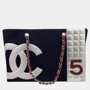 Chanel Navy Chocolate Bar No.5 Chain Tote Bag